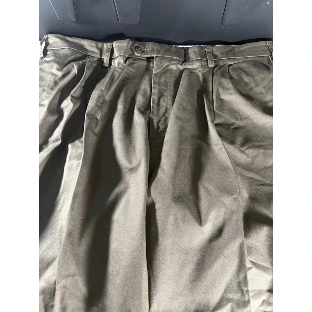 Savane Comfort Plus Mens Pleated Dress‎ Pants Brown 42x30 Cuffed